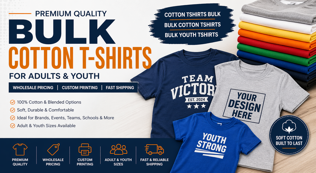 Premium Quality Bulk Cotton T-Shirts for Adults & Youth - Wholesale Pricing, Custom Printing, Fast Shipping | ZAB Sports Apparel